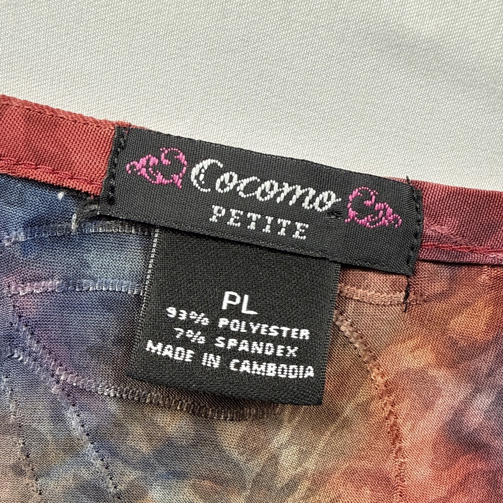 Cocomo women's Top Sz PL Petite Large Rainbow Colorful Artsy Popover 3/4 Sleeves - Picture 2 of 9